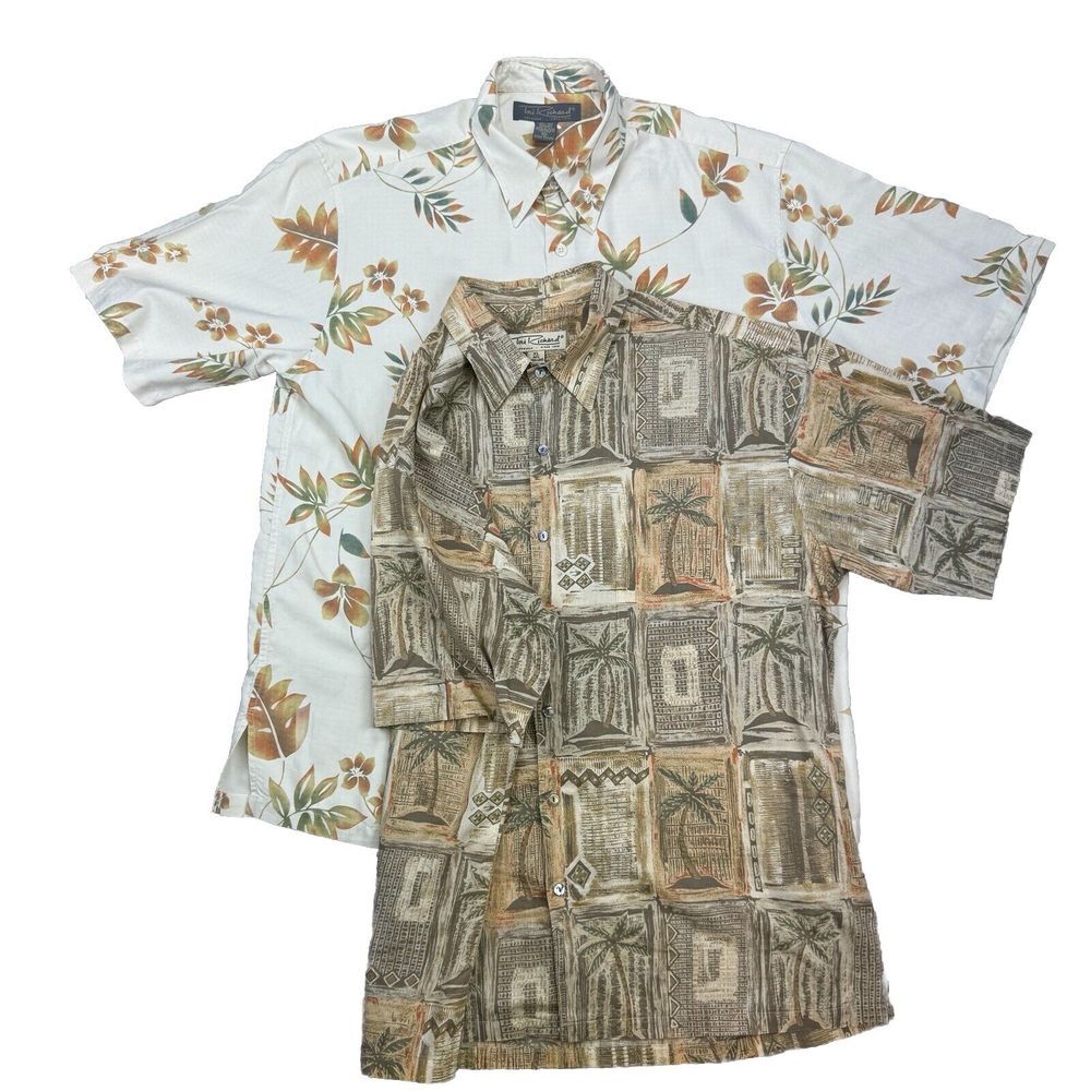 Lot of 2 Tori Richard Tshirt Hawaiian Floral Button Down Shirts XL Silk/Lawn